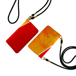 Xperia 10 II SO-41A / SOV43 共通対応 ストラップ付き so41a ケース ショルダー スマホ 落下防止 手帳型 マグネット式 ピタッと閉まる スマホカバー 肩掛け 斜めかけ 001246 赤 オレンジ 模様