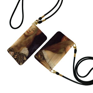 iPhone15 6.1インチ 専用 各キャリア iPhone 15 共通対応 ストラップ付き ケース ショルダー スマホ 落下防止 手帳型 マグネット式 ピタッと閉まる スマホカバー 肩掛け 斜めかけ 003209 人物 絵画