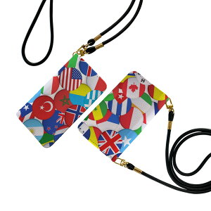 Xperia Ace III SO-53C SOG08 共通対応 ストラップ付き so53c ケース ショルダー スマホ 落下防止 手帳型 マグネット式 ピタッと閉まる スマホカバー 肩掛け 斜めかけ 003559 外国 国旗 カラフル