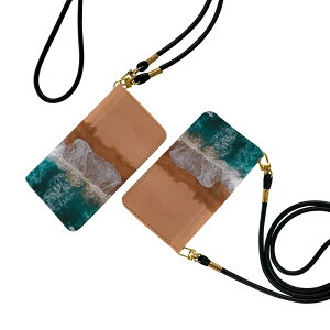 Xperia 10 VI 用 SO-52E / SOG14 / A402SO / 共通対応 手帳型 so52e ケース カバー ストラップ付き ショルダー スマホ 落下防止 手帳型 マグネット式 ピタッと閉まる スマホカバー 肩掛け 斜めかけ 022952 海