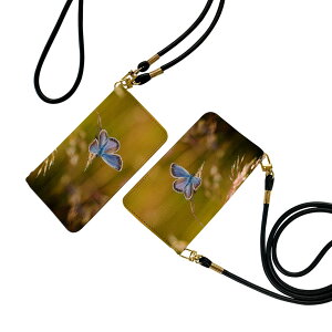 AQUOS sense SH-01K アクオスセンス ストラップ付き sh01k ケース ショルダー スマホ 落下防止 手帳型 マグネット式 ピタッと閉まる スマホカバー 肩掛け 斜めかけ 023045 蝶々 自然 景色