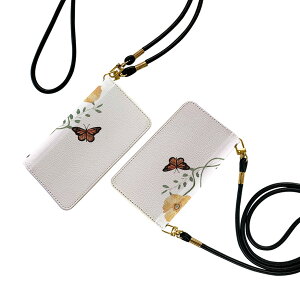 Xperia 1 VII SO-51F 用 エクスペリア 手帳型ケース ストラップ付き ショルダー スマホ 落下防止 手帳型 マグネット式 ピタッと閉まる スマホカバー 肩掛け 斜めかけ 031837 花 蝶々 イエロー