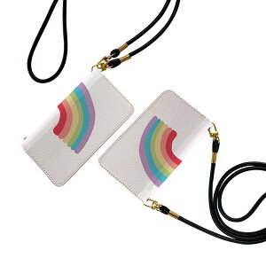 Xperia 10 VI 用 SO-52E / SOG14 / A402SO / 共通対応 手帳型 so52e ケース カバー ストラップ付き ショルダー スマホ 落下防止 手帳型 マグネット式 ピタッと閉まる スマホカバー 肩掛け 斜めかけ 031881 虹