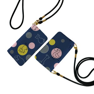 LG V60 ThinQ 5G L-51A ストラップ付き l51a ケース ショルダー スマホ 落下防止 手帳型 マグネット式 ピタッと閉まる スマホカバー 肩掛け 斜めかけ 004082 犬 猫 イラスト