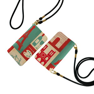 らくらくスマートフォン a A401FC 用 手帳型ケース ストラップ付き ショルダー a401fc スマホ 落下防止 手帳型 マグネット式 ピタッと閉まる スマホカバー 肩掛け 斜めかけ 004830 外国 イラスト