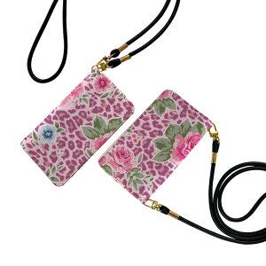 らくらくスマートフォン F-53E 用 手帳型ケース f53e ケース ストラップ付き ショルダー スマホ 落下防止 手帳型 マグネット式 ピタッと閉まる スマホカバー 肩掛け 斜めかけ 004842 ヒョウ柄