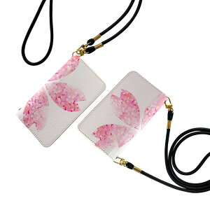 Xperia 10 II SOV43 エクスペリア テン マークツー Xperia10 ストラップ付き ケース ショルダー スマホ 落下防止 手帳型 マグネット式 ピタッと閉まる スマホカバー 肩掛け 斜めかけ 005304 桜 白 ピ