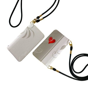 Galaxy S25 用 SC-51F / SCG31 (SM-S931) 共通対応 ケース ストラップ付き sc51f ショルダー スマホ 落下防止 手帳型 マグネット式 ピタッと閉まる スマホカバー 肩掛け 斜めかけ 005812 ハート 赤 レッ