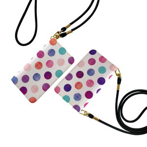 Xperia 1 VII SO-51F 用 エクスペリア 手帳型ケース ストラップ付き ショルダー スマホ 落下防止 手帳型 マグネット式 ピタッと閉まる スマホカバー 肩掛け 斜めかけ 006202 水玉 カラフル 模様