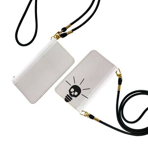 iPhone11 6.1インチ ストラップ付き iphone11 ケース ショルダー スマホ 落下防止 手帳型 マグネット式 ピタッと閉まる スマホカバー 肩掛け 斜めかけ 006466 電球 骸骨 ドクロ