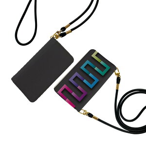 らくらくスマートフォン a A401FC 用 手帳型ケース ストラップ付き ショルダー a401fc スマホ 落下防止 手帳型 マグネット式 ピタッと閉まる スマホカバー 肩掛け 斜めかけ 006567 カラフル レイ