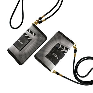 SHV42 AQUOS R2 アクオスアールツー au エーユー ストラップ付き ケース ショルダー スマホ 落下防止 手帳型 マグネット式 ピタッと閉まる スマホカバー 肩掛け 斜めかけ 006968 映画 フィルム