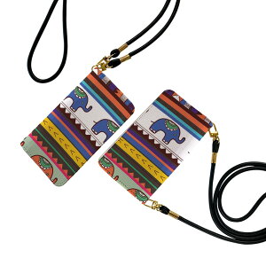 Xperia 5 II SO-52A エクスペリア so52a ストラップ付き ケース ショルダー スマホ 落下防止 手帳型 マグネット式 ピタッと閉まる スマホカバー 肩掛け 斜めかけ 007334 象 イラスト カラフル 模