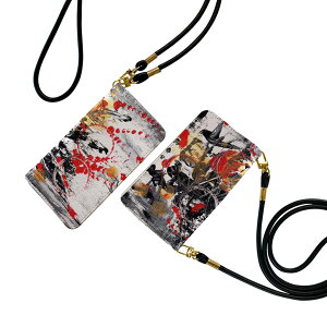 Xperia 10 II SO-41A / SOV43 共通対応 ストラップ付き so41a ケース ショルダー スマホ 落下防止 手帳型 マグネット式 ピタッと閉まる スマホカバー 肩掛け 斜めかけ 008386 インク ペンキ 赤 レッ