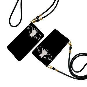 Xperia 10 II SOV43 エクスペリア テン マークツー Xperia10 ストラップ付き ケース ショルダー スマホ 落下防止 手帳型 マグネット式 ピタッと閉まる スマホカバー 肩掛け 斜めかけ 010816 天使 黒