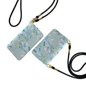 らくらくスマートフォン a A401FC 用 手帳型ケース ストラップ付き ショルダー a401fc スマホ 落下防止 手帳型 マグネット式 ピタッと閉まる スマホカバー 肩掛け 斜めかけ 011076 水彩 植物 水