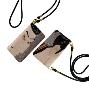 らくらくスマートフォン a A401FC 用 手帳型ケース ストラップ付き ショルダー a401fc スマホ 落下防止 手帳型 マグネット式 ピタッと閉まる スマホカバー 肩掛け 斜めかけ 011484 和風 和柄 歌