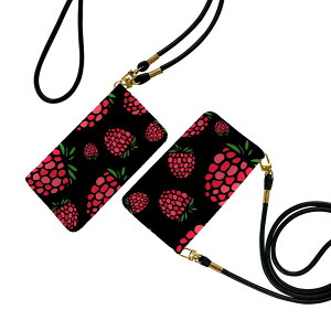 Xperia Ace SO-02L エクスペリア エース ストラップ付き so02l ケース ショルダー スマホ 落下防止 手帳型 マグネット式 ピタッと閉まる スマホカバー 肩掛け 斜めかけ 011804 いちご ポップ 果物