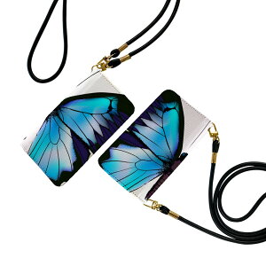 らくらくスマートフォン a A401FC 用 手帳型ケース ストラップ付き ショルダー a401fc スマホ 落下防止 手帳型 マグネット式 ピタッと閉まる スマホカバー 肩掛け 斜めかけ 012041 蝶 エレガント