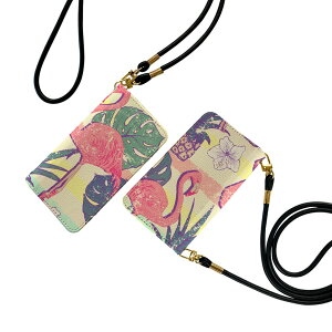 Galaxy S21 5G SC-51B ギャラクシー ストラップ付き sc51b ケース ショルダー スマホ 落下防止 手帳型 マグネット式 ピタッと閉まる スマホカバー 肩掛け 斜めかけ 012080 フラミンゴ パイナップル