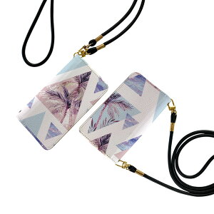 SO-04K Xperia XZ2 Premium so04k ケース ショルダー スマホ 落下防止 手帳型 マグネット式 ピタッと閉まる スマホカバー 肩掛け 斜めかけ 012579 三角 南国 水色