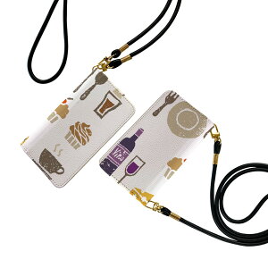 Xperia 5 II SO-52A エクスペリア so52a ストラップ付き ケース ショルダー スマホ 落下防止 手帳型 マグネット式 ピタッと閉まる スマホカバー 肩掛け 斜めかけ 013336 ケーキ ワイン 食べ物