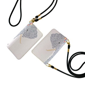 iPhone7plus / iPhone8plus / iPhone6plus / iPhone6splus 用 手帳型ケース ストラップ付き ショルダー スマホ 落下防止 手帳型 マグネット式 ピタッと閉まる スマホカバー 肩掛け 斜めかけ 014061 ゾウ 動物