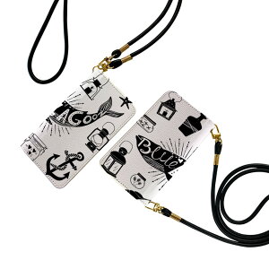 らくらくスマートフォン a A401FC 用 手帳型ケース ストラップ付き ショルダー a401fc スマホ 落下防止 手帳型 マグネット式 ピタッと閉まる スマホカバー 肩掛け 斜めかけ 014253 クジラ 海 碇