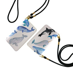 Xperia 10 II SO-41A / SOV43 共通対応 ストラップ付き so41a ケース ショルダー スマホ 落下防止 手帳型 マグネット式 ピタッと閉まる スマホカバー 肩掛け 斜めかけ 015826 魚 海 くじら シャチ