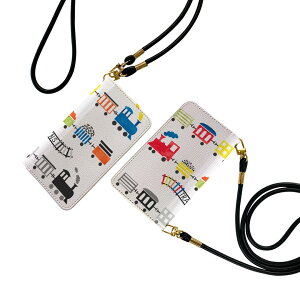 SH-04L AQUOS R3 アクオス r3 ストラップ付き sh04l ケース ショルダー スマホ 落下防止 手帳型 マグネット式 ピタッと閉まる スマホカバー 肩掛け 斜めかけ 015904 電車 乗り物 カラフル