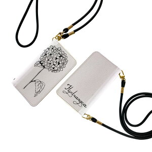 AQUOS sense7 SH-53C SHG10 用 共通対応 ケース カバー 手帳 sh53c ストラップ付き ケース ショルダー スマホ 落下防止 手帳型 マグネット式 ピタッと閉まる スマホカバー 肩掛け 斜めかけ 016339 あじさ