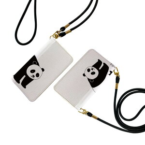 Galaxy S21 5G SC-51B ギャラクシー ストラップ付き sc51b ケース ショルダー スマホ 落下防止 手帳型 マグネット式 ピタッと閉まる スマホカバー 肩掛け 斜めかけ 019948 動物 アルファベット P panda