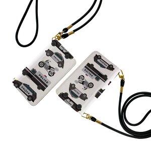 Xperia 5 II SO-52A エクスペリア so52a ストラップ付き ケース ショルダー スマホ 落下防止 手帳型 マグネット式 ピタッと閉まる スマホカバー 肩掛け 斜めかけ 019971 乗り物 アメリカ パトカー