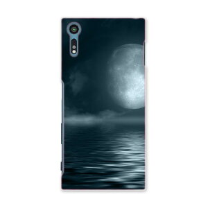 SOV34 Xperia XZ エクスペリア XZ au エーユー スマホ カバー スマホケース ハード pc ケース ハードケース 海 夜 月 写真・風景 006034