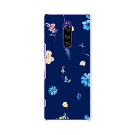 802SO Xperia 1 エクスペリア ワン softbank ソフトバンク 802so スマホ カバー ケース スマホケース スマホカバー TPU ソフトケース 014675 花　フラワー　紺