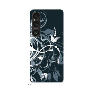 Xperia 1 VI 用 ハードケース SO-51E / SOG13 / A401SO 共通対応 ハード ケース so51e 対応 ケース カバー 007666 花  黒 ブラック