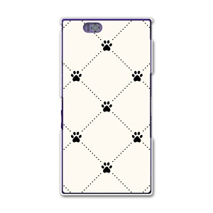 SOL24 Xperia Z Ultra エクスペリア sol24 au エーユー スマホ カバー スマホケース スマホカバー PC ハードケース 足跡 白黒 ブラック 模様 チェック・ボーダー 008215