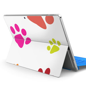 Surface Pro7 (2019) Pro6 Pro2017 pro4 用 スキンシール igsticker サーフェス ノートブック ノートパソコン カバー ケース フィルム ステッカー アクセサリー 保護 001205 足跡 カラフル 犬