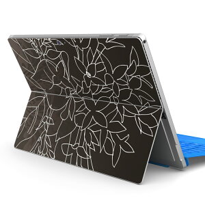 Surface Pro7 (2019) Pro6 Pro2017 pro4 用 スキンシール igsticker サーフェス ノートブック ノートパソコン カバー ケース フィルム ステッカー アクセサリー 保護 001256 花 黒