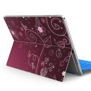 Surface Pro7 (2019) Pro6 Pro2017 pro4 用 スキンシール igsticker サーフェス ノートブック ノートパソコン カバー ケース フィルム ステッカー アクセサリー 保護 001258 花 赤紫