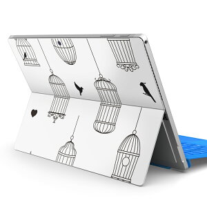 Surface Pro7 (2019) Pro6 Pro2017 pro4 用 スキンシール igsticker サーフェス ノートブック ノートパソコン カバー ケース フィルム ステッカー アクセサリー 保護 009570 鳥 ハート 白 黒