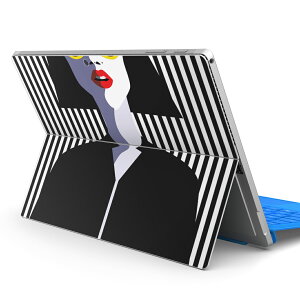 Surface Pro7 (2019) Pro6 Pro2017 pro4 用 スキンシール igsticker サーフェス ノートブック ノートパソコン カバー ケース フィルム ステッカー アクセサリー 保護 010409 人物 めがね ストライプ