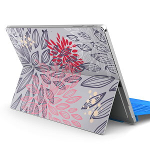 Surface Pro7 (2019) Pro6 Pro2017 pro4 用 スキンシール igsticker サーフェス ノートブック ノートパソコン カバー ケース フィルム ステッカー アクセサリー 保護 012510 グレー 花 ピンク