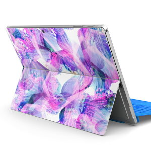 Surface Pro7 (2019) Pro6 Pro2017 pro4 用 スキンシール igsticker サーフェス ノートブック ノートパソコン カバー ケース フィルム ステッカー アクセサリー 保護 012529 紫 ピンク 水彩