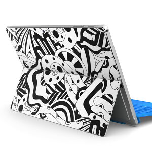 Surface Pro7 (2019) Pro6 Pro2017 pro4 用 スキンシール igsticker サーフェス ノートブック ノートパソコン カバー ケース フィルム ステッカー アクセサリー 保護 012606 モノトーン 白黒 らくがき