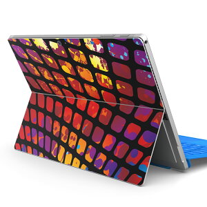 Surface Pro7 (2019) Pro6 Pro2017 pro4 用 スキンシール igsticker サーフェス ノートブック ノートパソコン カバー ケース フィルム ステッカー アクセサリー 保護 012642 黒 カラフル レインボー