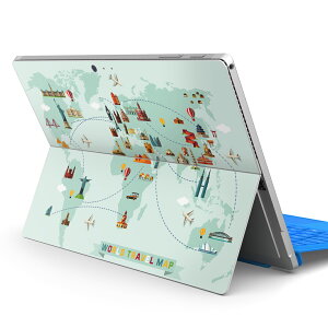 Surface Pro7 (2019) Pro6 Pro2017 pro4 用 スキンシール igsticker サーフェス ノートブック ノートパソコン カバー ケース フィルム ステッカー アクセサリー 保護 014129 世界地図 イラスト