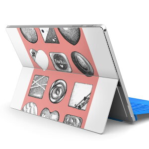 Surface Pro7 (2019) Pro6 Pro2017 pro4 用 スキンシール igsticker サーフェス ノートブック ノートパソコン カバー ケース フィルム ステッカー アクセサリー 保護 015397 ハート　チョコ　ピンク