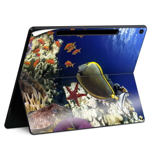Surface Pro 12 インチ (2025) 用 スキンシール 全面スキンシール フル SurfacePro12 用 背面 底 ステッカー 保護シール 高品質再剥離性シート キャラクター かわいい 023396 女性 顔 人物 011673 海 魚