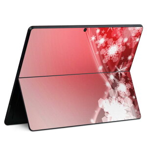 Surface Pro11(2024) / Pro10(for Business) / Pro9(2022) 共通対応 背面 保護 デザイン スキンシール Pro8/ProX 各種対応 005630 雪 結晶 赤 レッド